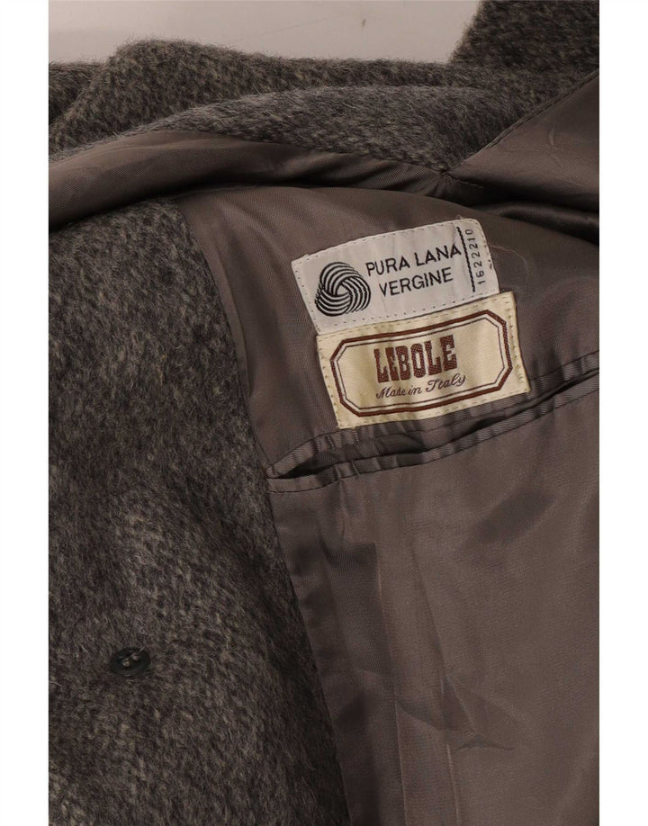 Lebole Mens Overcoat UK 36 Small Grey Virgin Wool