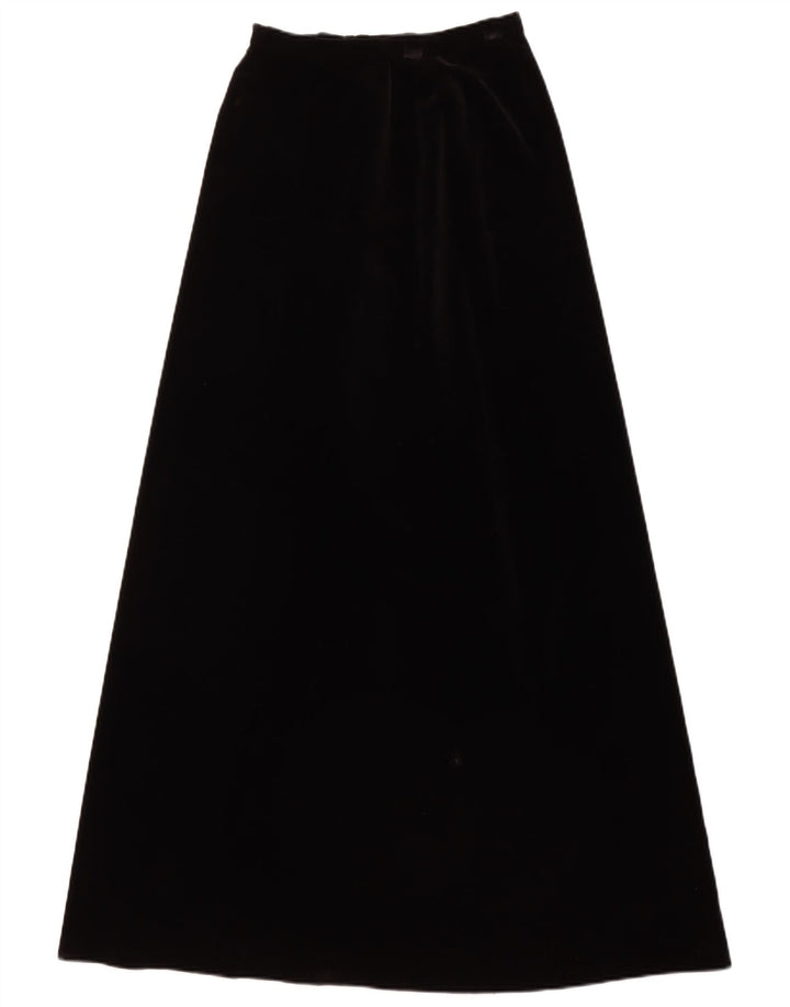 JAEGER Womens High Waist Maxi Skirt UK 10 Small W24  Black Cotton
