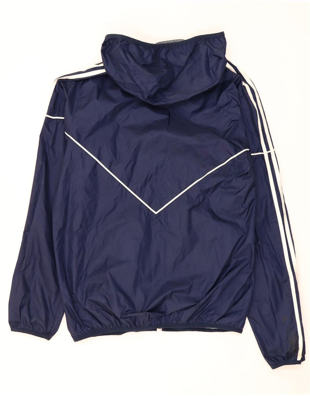 Adidas Mens Hooded Rain Jacket UK 38 Medium Navy Blue Polyester