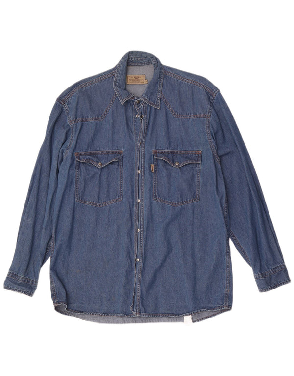 European Project Mens Denim Shirt Medium Blue Cotton