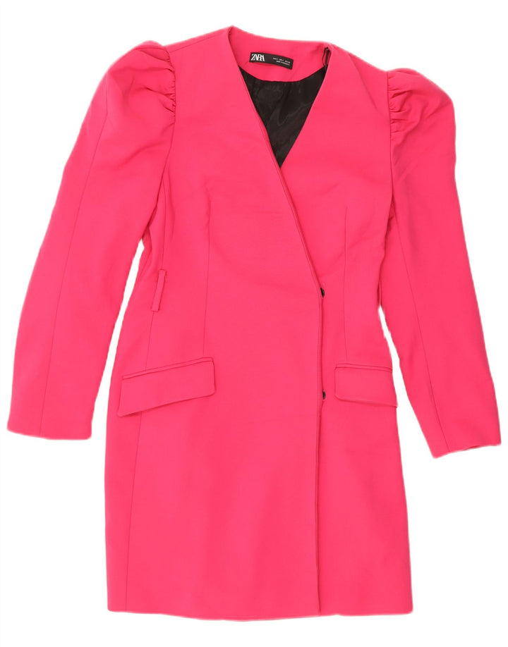 Zara Womens Overcoat UK 8 Small Pink Cotton