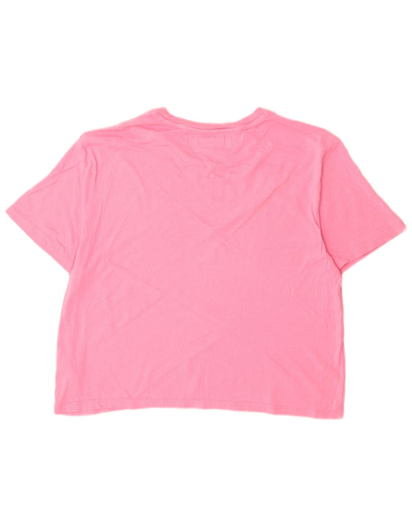Tommy Hilfiger Womens Graphic T-Shirt Top UK 16 Large Pink Cotton