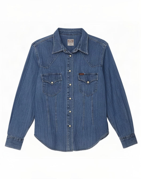 Rifle Womens Denim Shirt UK 16 Large Blue