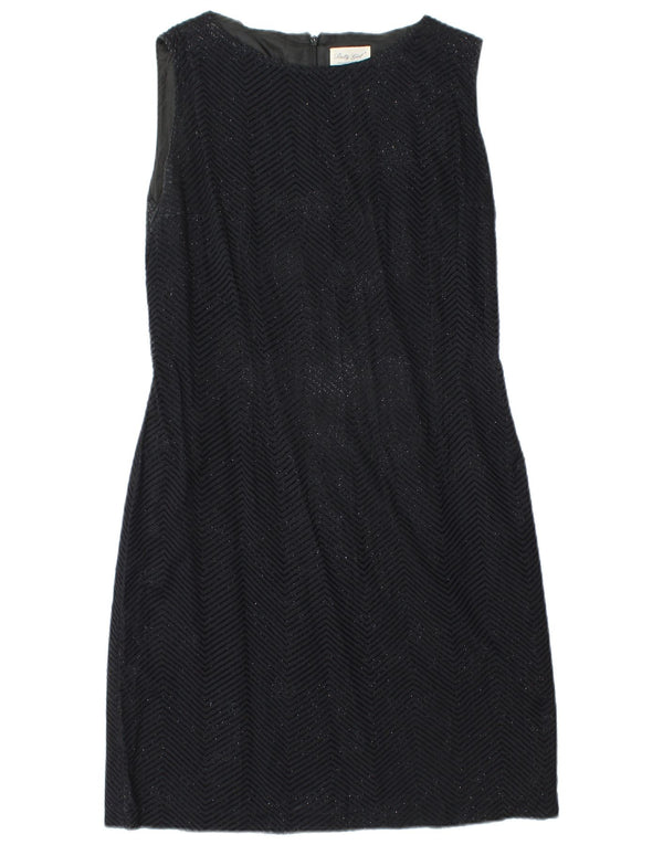 Vintage Womens Sleeveless Sheath Dress IT 46 Large Black Chevron