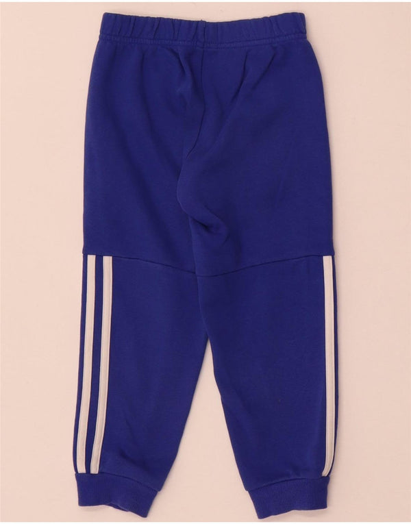 Adidas Boys Tracksuit Trousers Joggers 3-4 Years  Blue Cotton