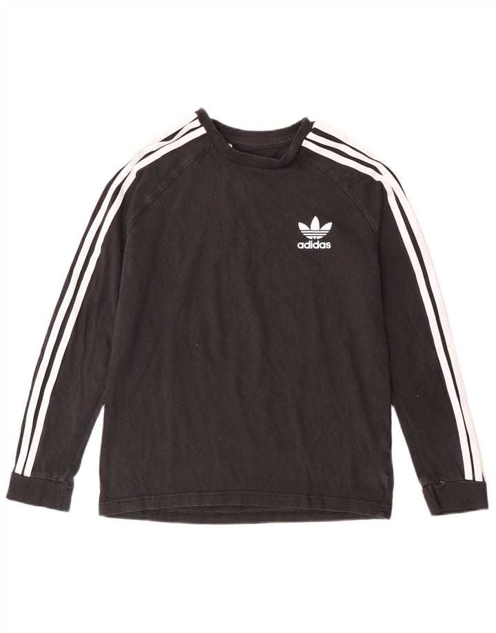 Adidas Boys Top Long Sleeve 11-12 Years Black Cotton