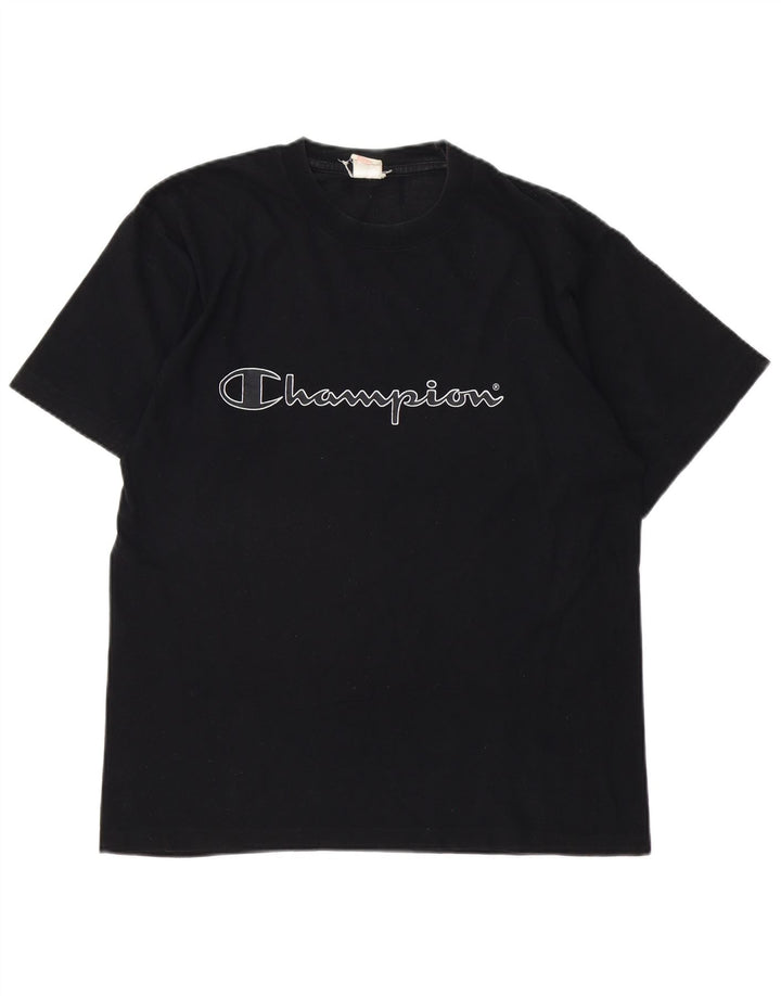 CHAMPION Mens Graphic T-Shirt Top Medium Black Cotton