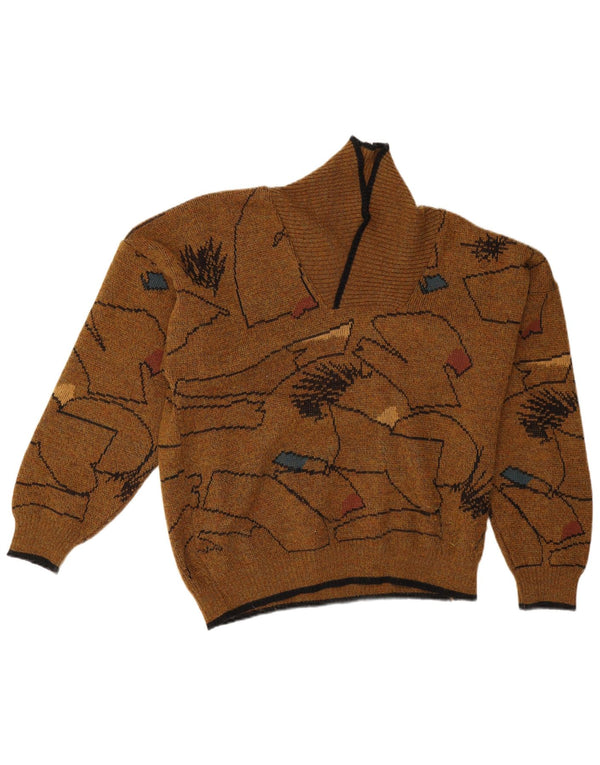 Angelo Litrico Mens Shawl Neck Jumper Sweater IT 52/54 Large Brown