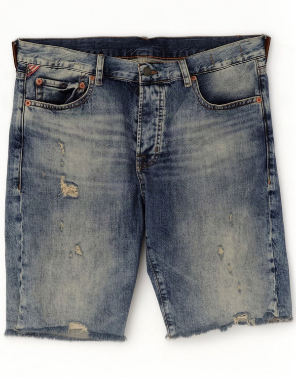 Ralph Lauren Mens Distressed Denim Shorts Large W34 Blue Cotton