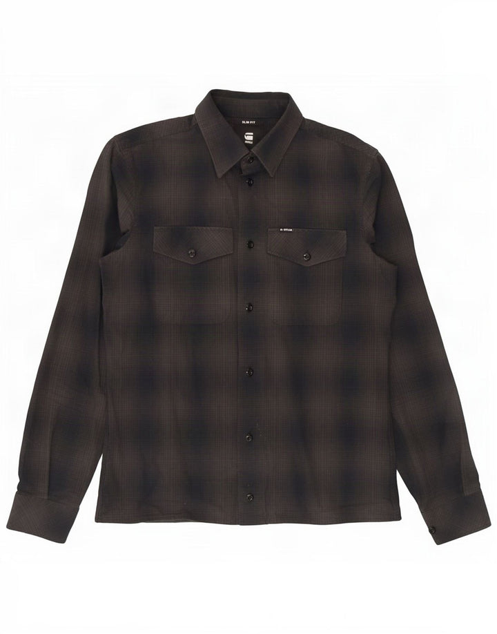 G-Star Mens Slim Fit Shirt Small Grey Check Cotton