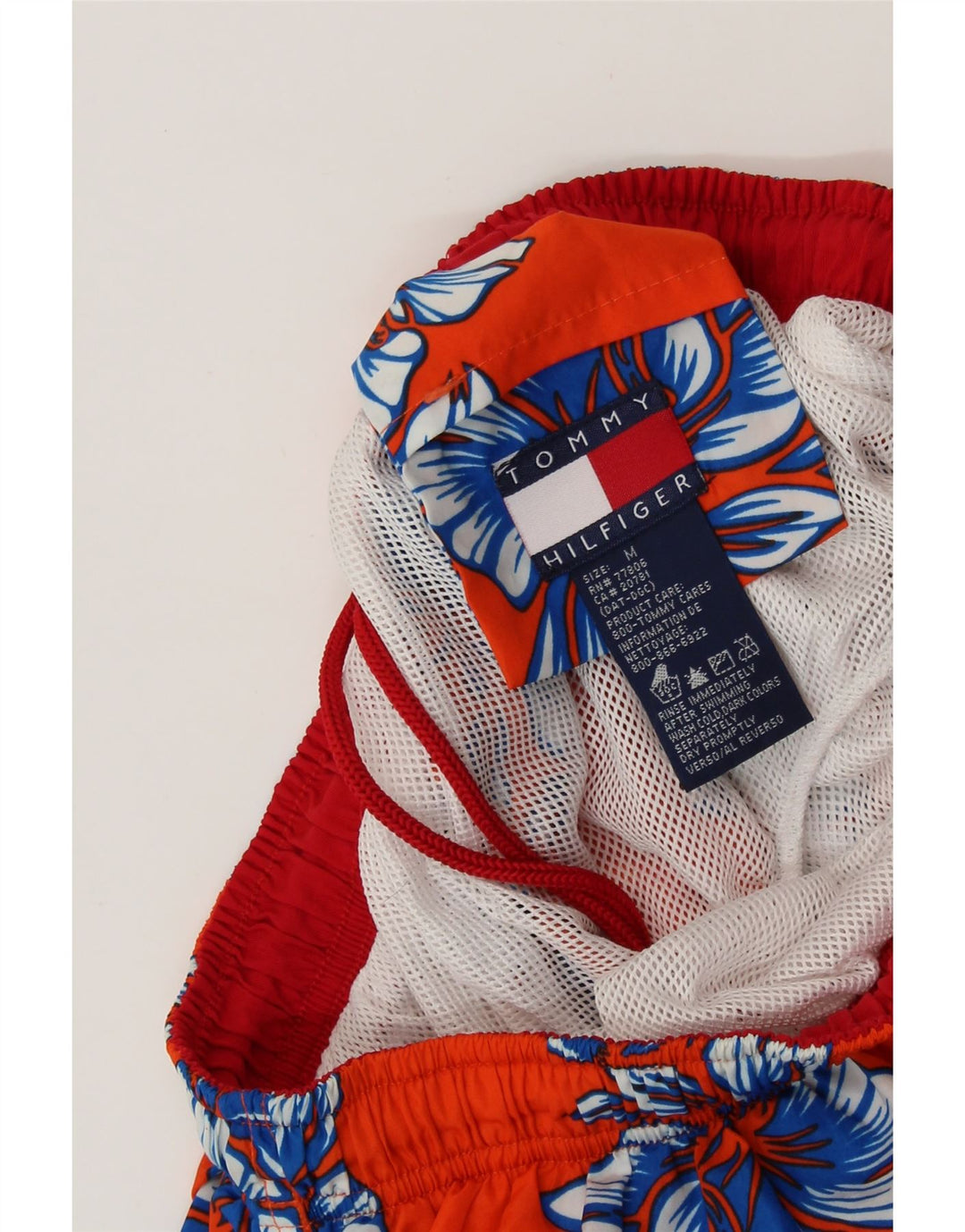 TOMMY HILFIGER Mens Swimming Shorts Medium Orange Floral