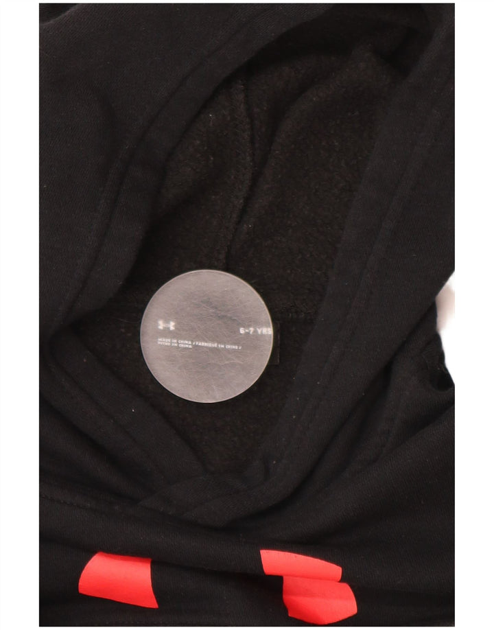 UNDER ARMOUR Boys Graphic Hoodie Jumper 6-7 Years Black Colourblock Cotton