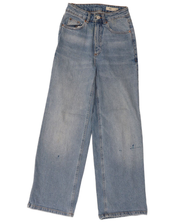Marks & Spencer Womens High Rise Wide Leg Jeans UK 6 XS W24 L27 Blue Cotton