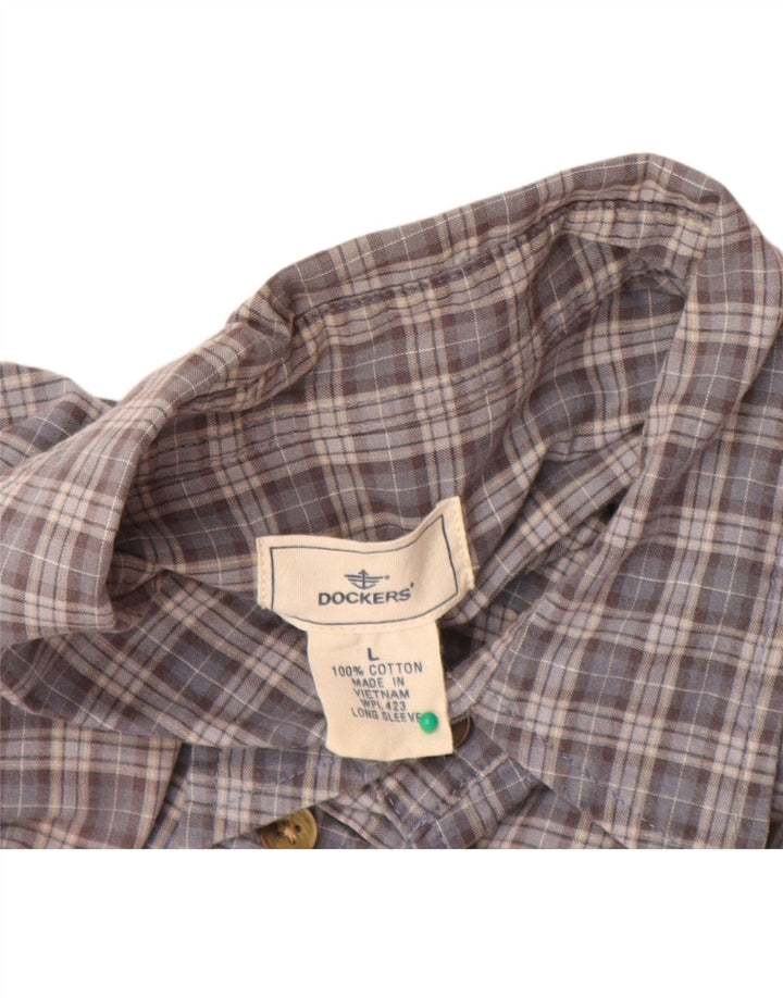 Dockers Mens Shirt Large Grey Check Cotton