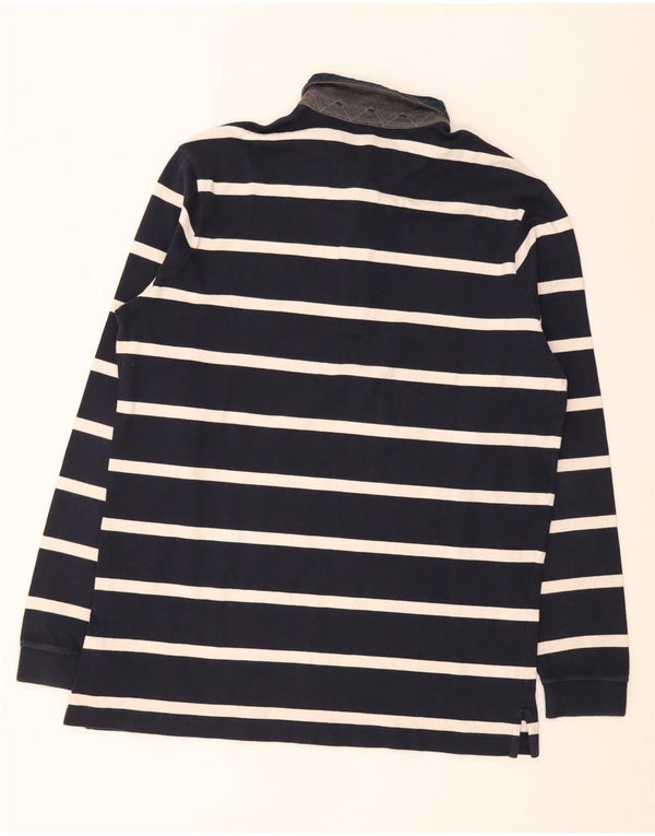 Paul & Shark Mens Tall Long Sleeve Polo Shirt 2XL Navy Blue Striped Cotton