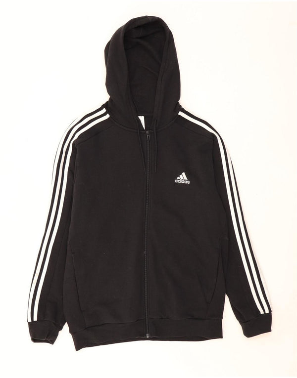 ADIDAS Mens Zip Hoodie Sweater Medium Black Cotton