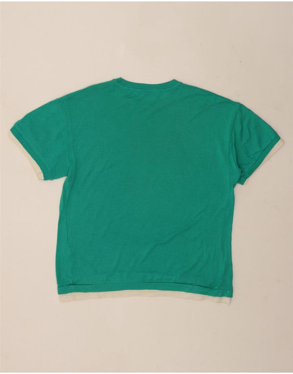 Zara Mens T-Shirt Top Small Green Colourblock Cotton