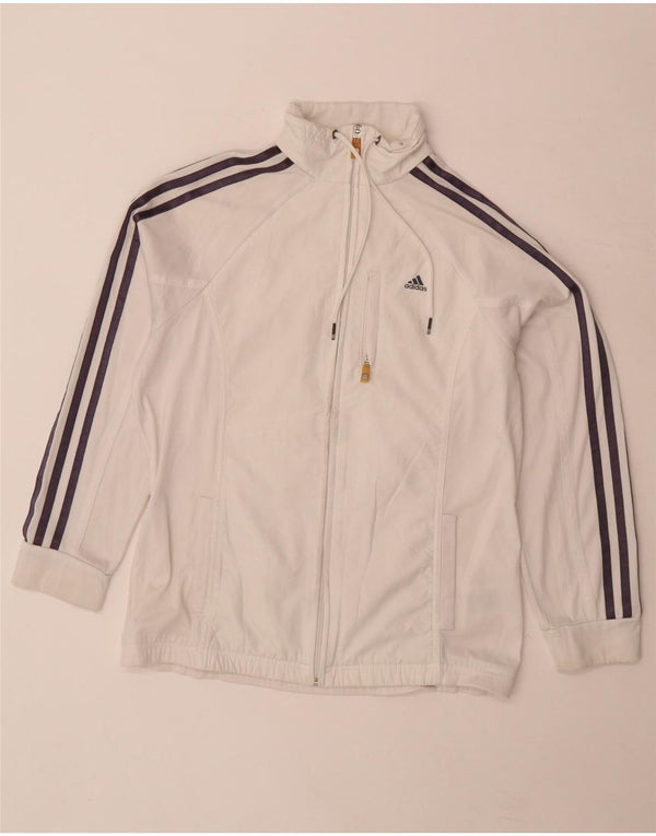 Adidas Womens Climalite Tracksuit Top Jacket UK 14 Large White Polyester