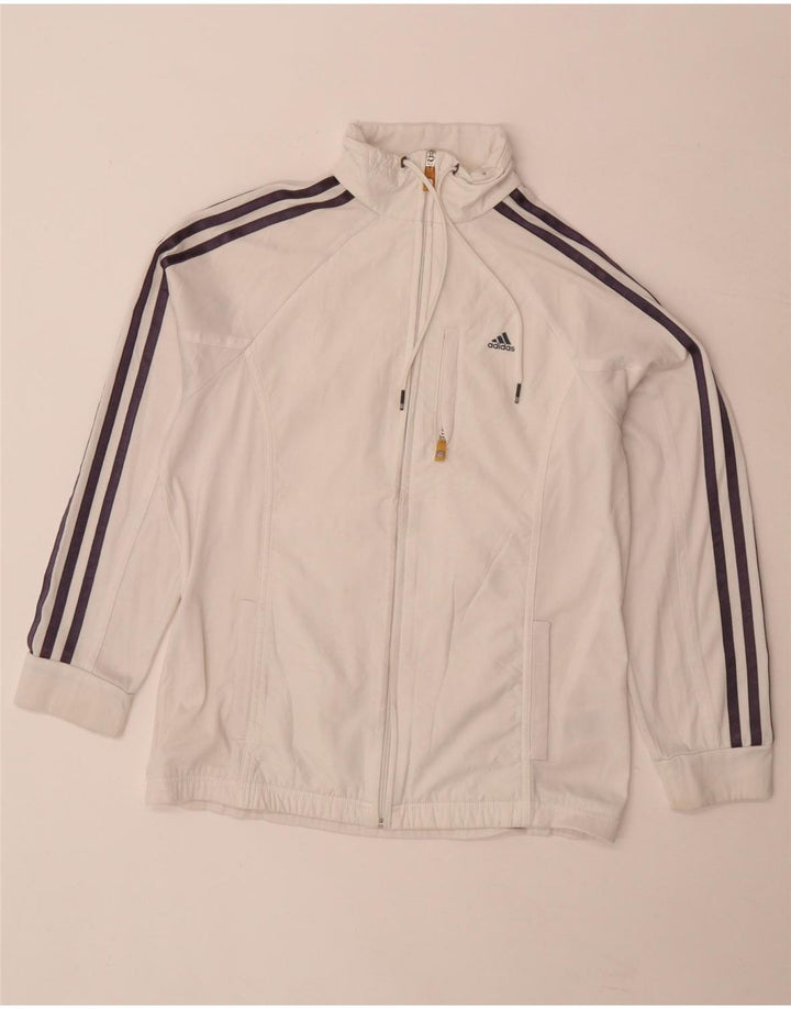 Adidas Womens Climalite Tracksuit Top Jacket UK 14 Large White Polyester