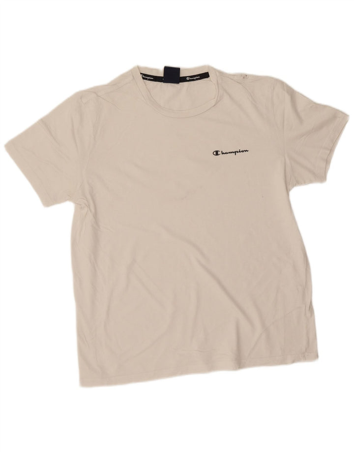 Champion Mens T-Shirt Top Medium White Cotton
