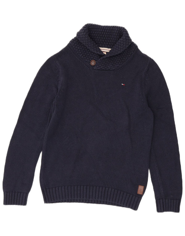 Tommy Hilfiger Mens Shawl Neck Jumper Sweater Medium Navy Blue