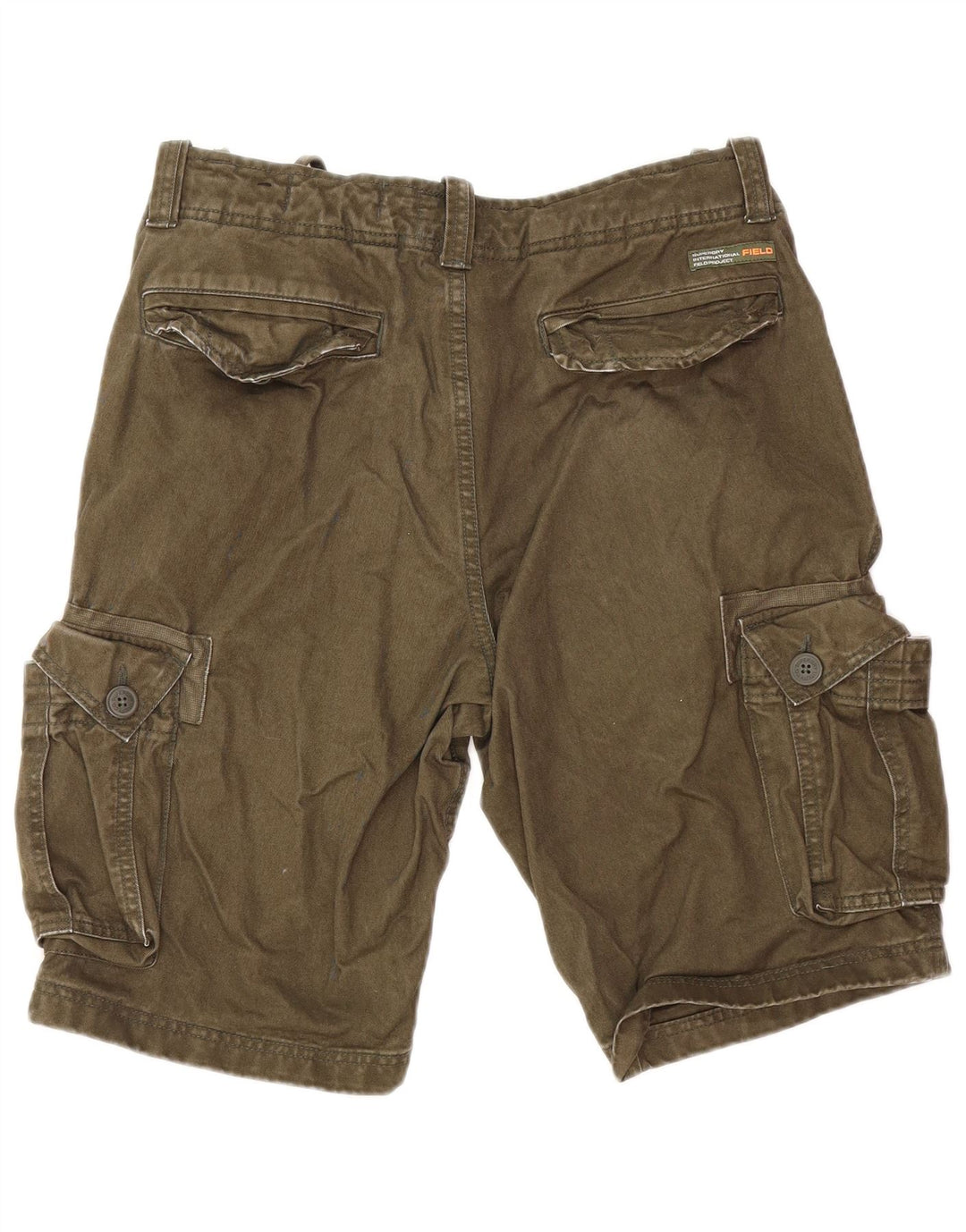 SUPERDRY Mens Cargo Shorts W32 Medium Khaki Cotton