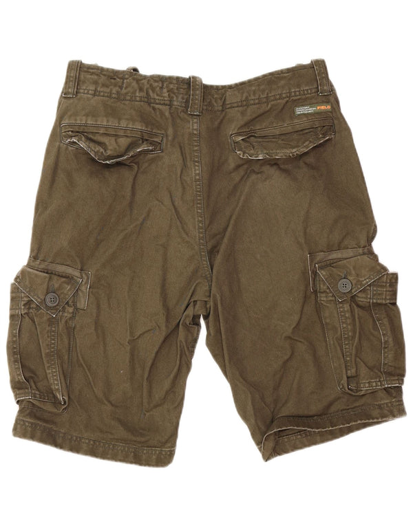 SUPERDRY Mens Cargo Shorts W32 Medium Khaki Cotton