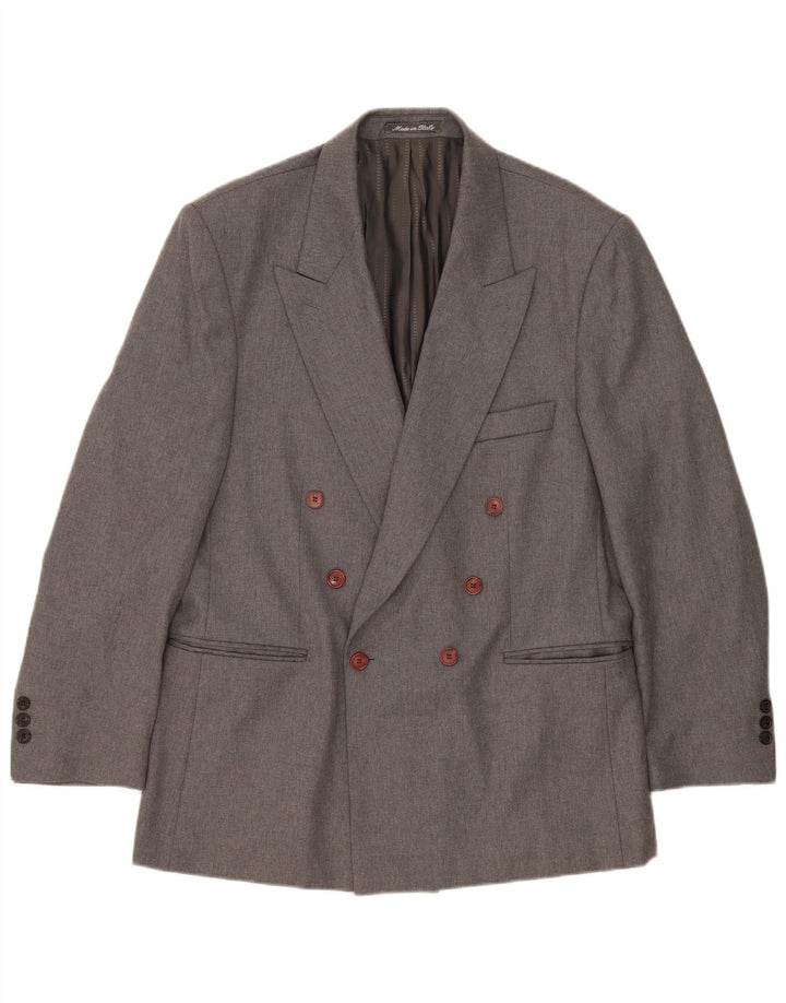 Mirage Mens Double Breasted Blazer Jacket IT 52 XL Grey Merino Wool