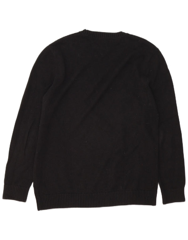 Tommy Hilfiger Mens Crew Neck Jumper Sweater Large Black Cotton