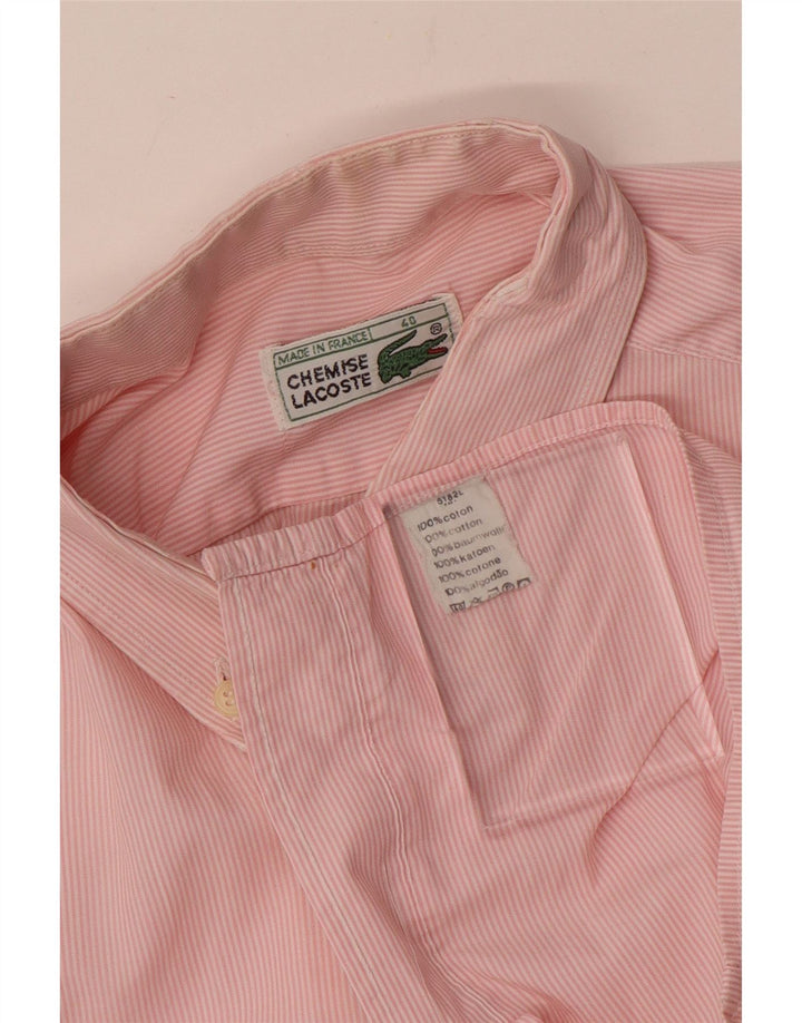 Lacoste Mens Shirt Size 40 Medium Pink Pinstripe Cotton