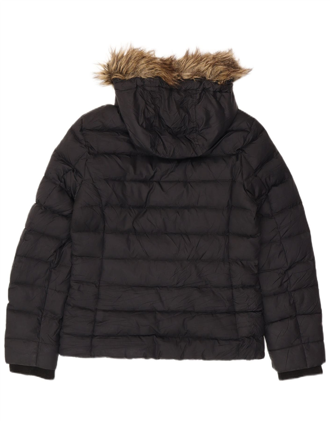 TOMMY HILFIGER Womens Hooded Padded Jacket UK 16 Large Black Polyester