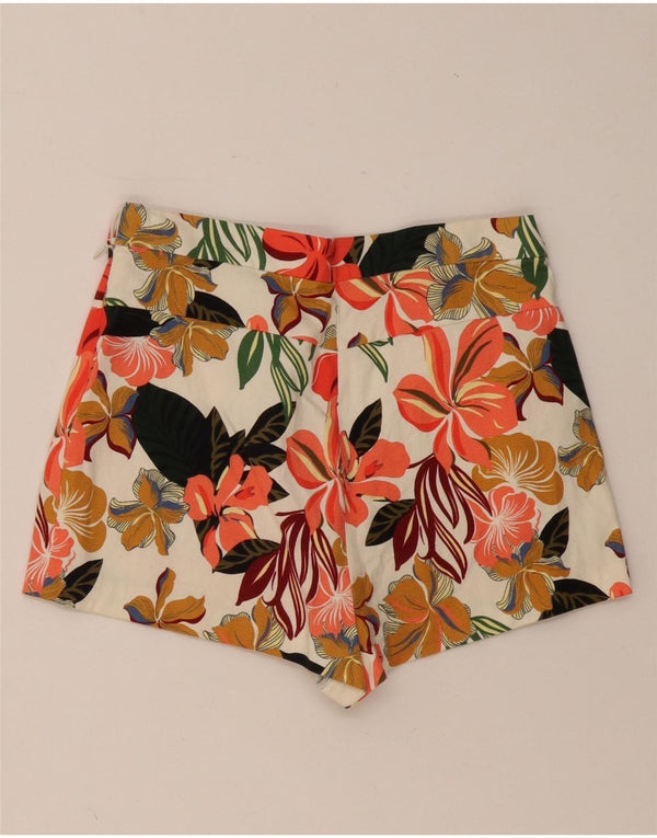 ZARA Womens High Waist Chino Shorts Small W26 Multicoloured Floral