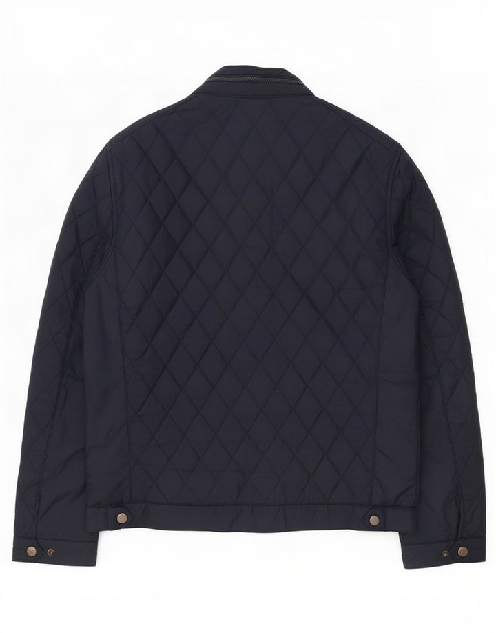 Zara Mens Hooded Quilted Jacket UK 40 Large Navy Blue