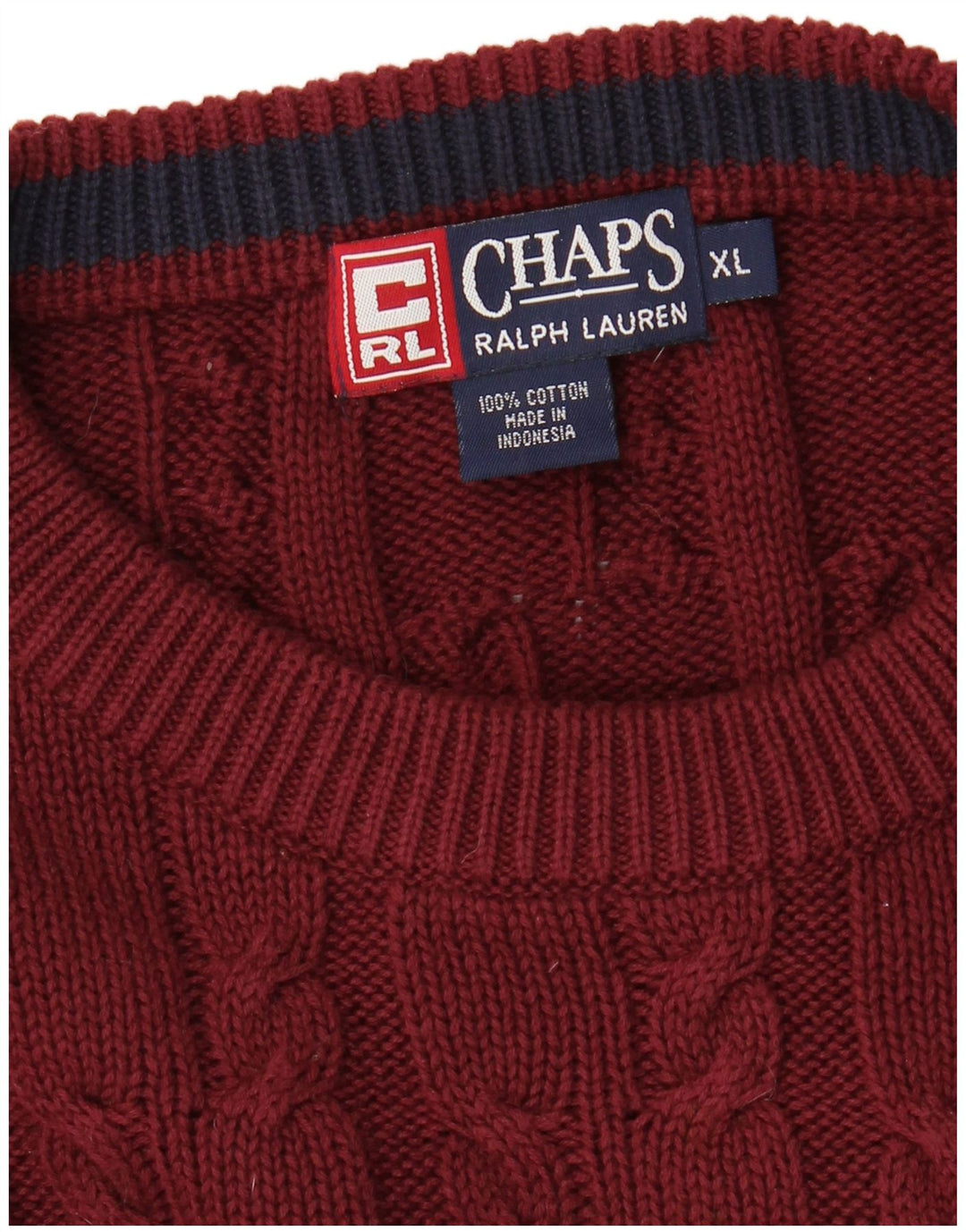 CHAPS RALPH LAUREN Mens Crew Neck Jumper Sweater XL Burgundy Cotton