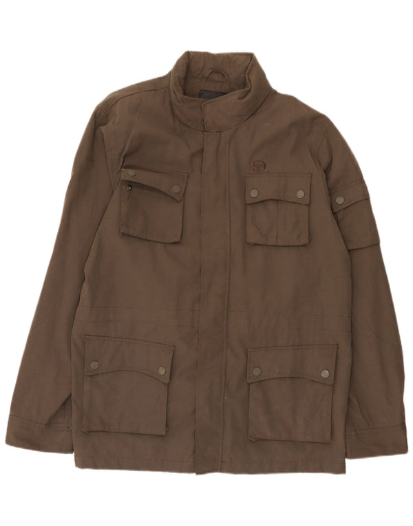 Sergio Tacchini Mens Utility Jacket UK 42 XL Brown Polyamide