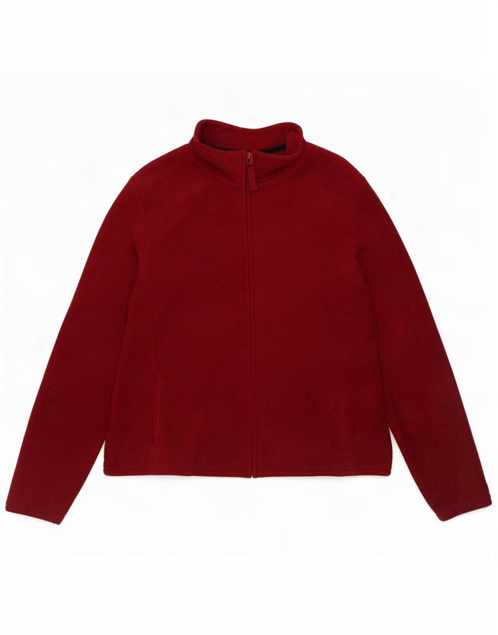 Marks & Spencer Womens Fleece Jacket UK 14 Medium Burgundy Polyester