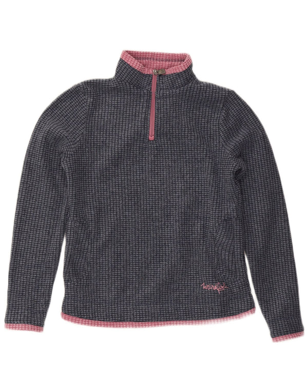 WEIRD FISH Womens Zip Neck Fleece Jumper UK 8 Small Navy Blue Polyester
