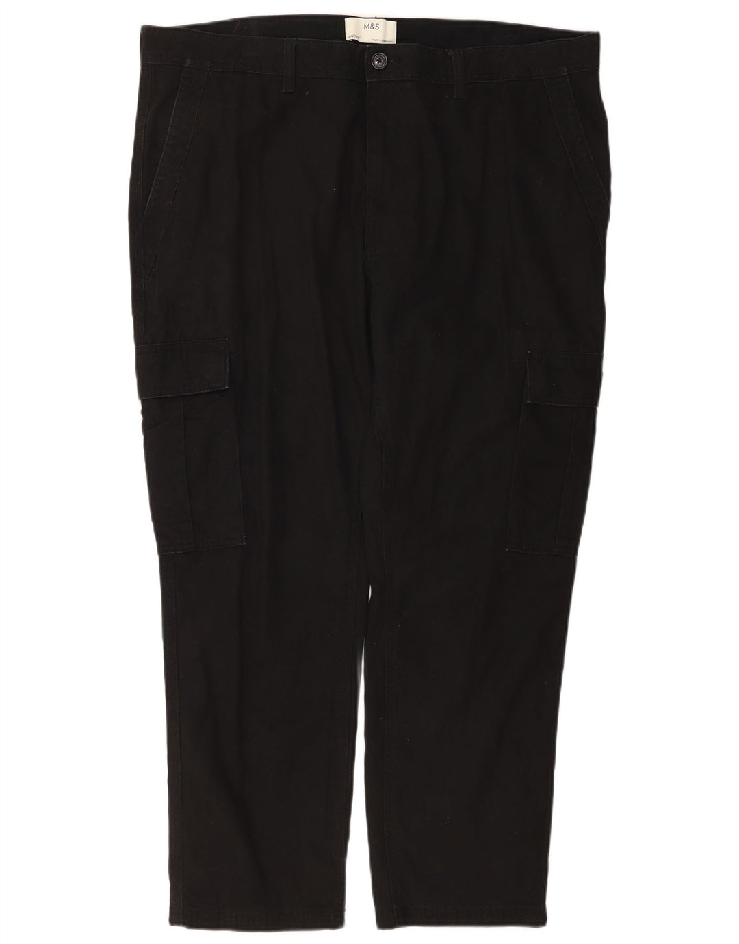 Marks & Spencer Mens Slim Cargo Trousers W40 L29 Black Cotton