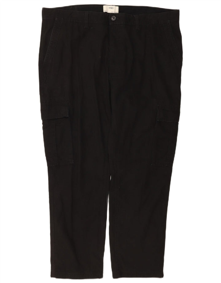Marks & Spencer Mens Slim Cargo Trousers W40 L29 Black Cotton