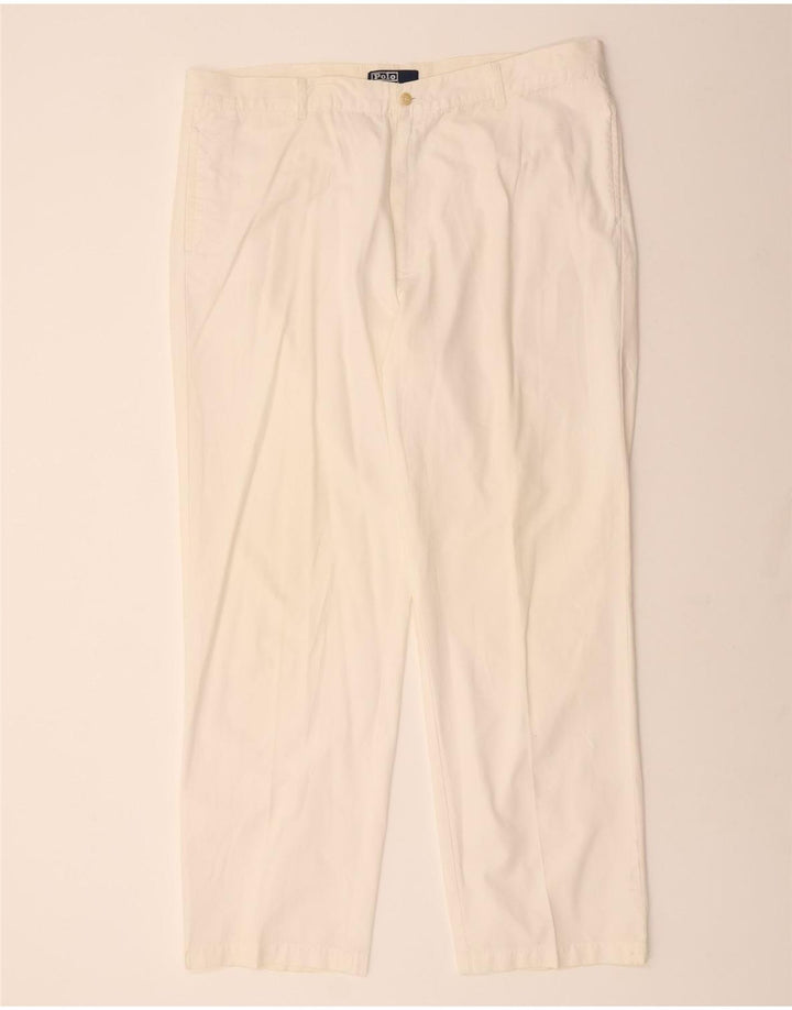 POLO RALPH LAUREN Mens Straight Chino Trousers W42 L34 White Cotton