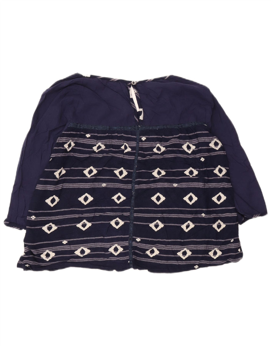 Roxy Womens 3/4 Sleeve Blouse Top UK 12 Medium Navy Blue Geometric Viscose