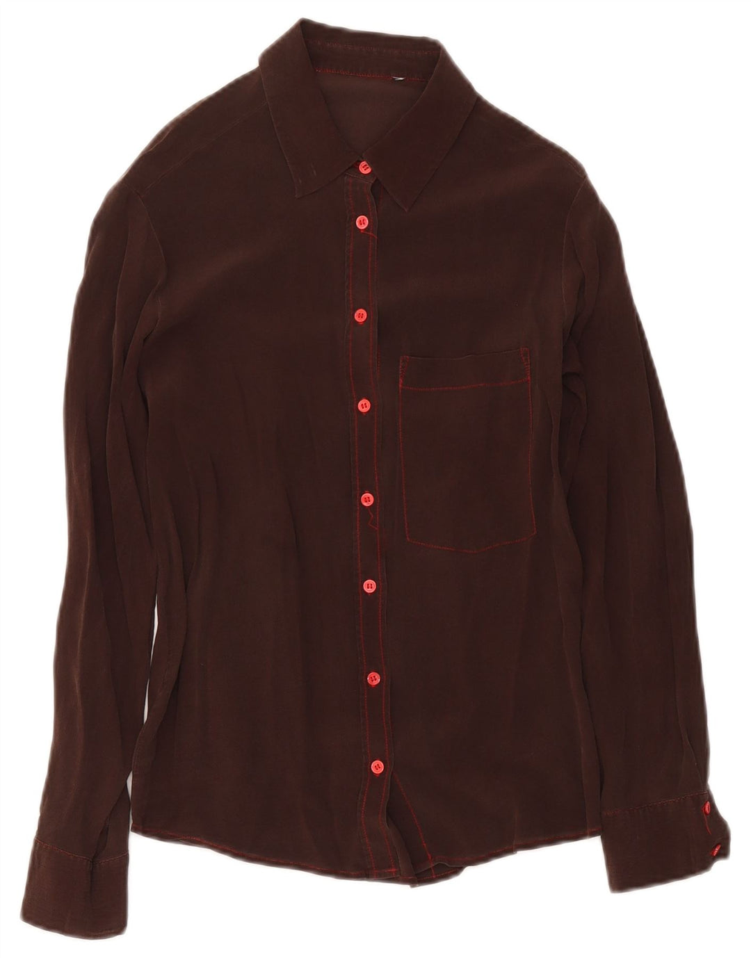 Vintage Womens Shirt Blouse UK 12 Medium Brown