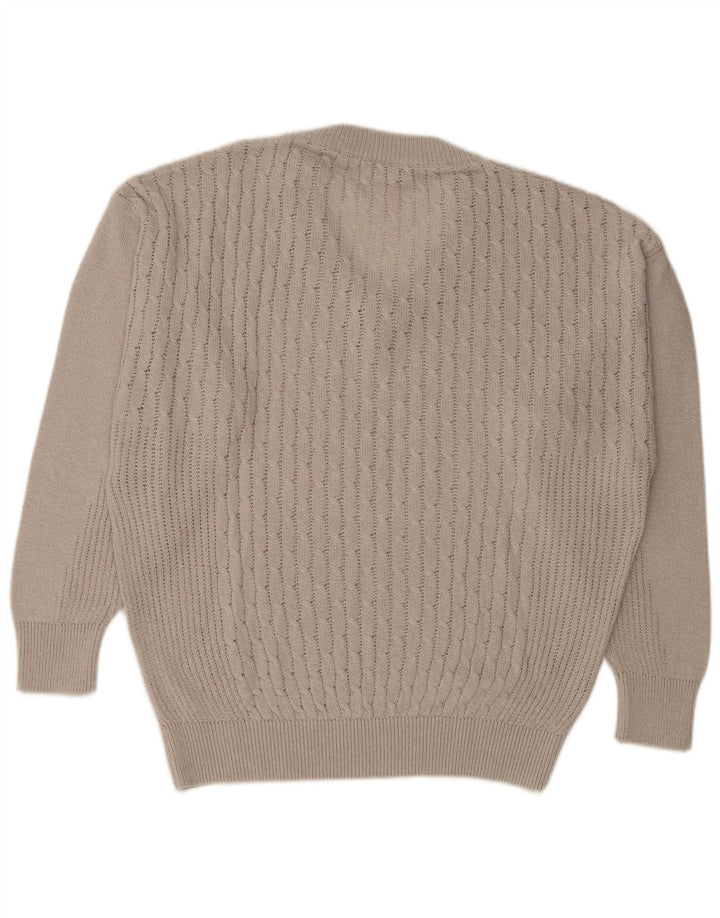LEONARDO Mens V-Neck Jumper Sweater XL Grey Cotton