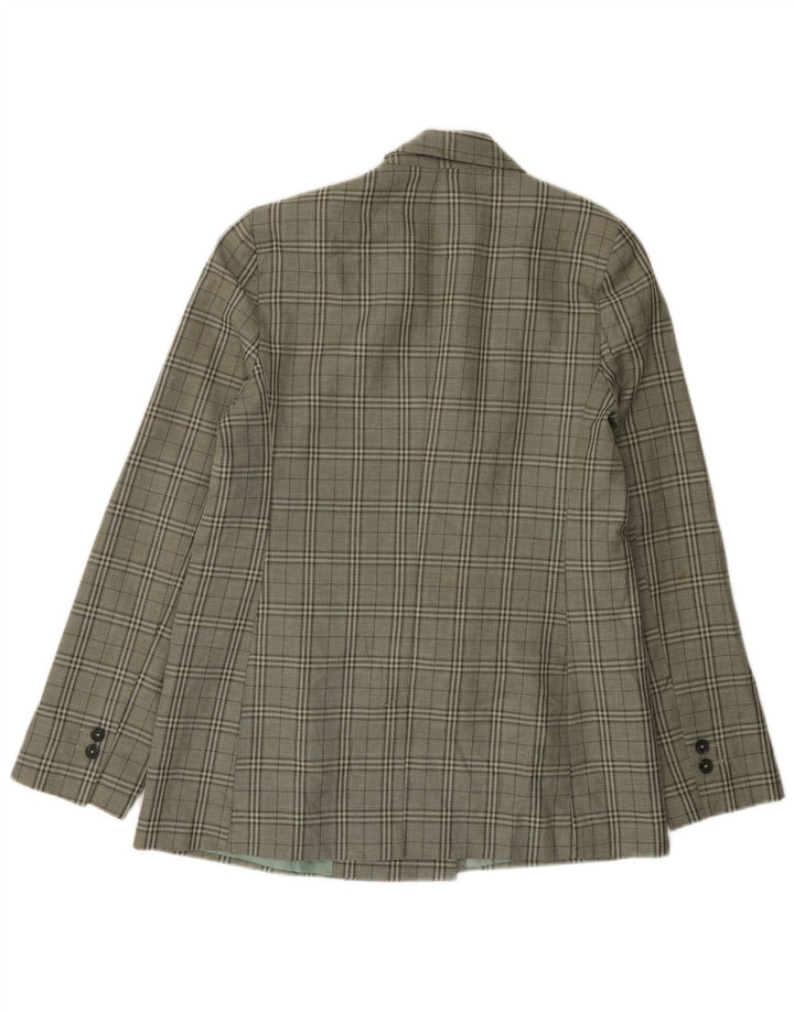 Topshop Womens Tall Double Breasted Blazer Jacket UK 12 Medium Green Check