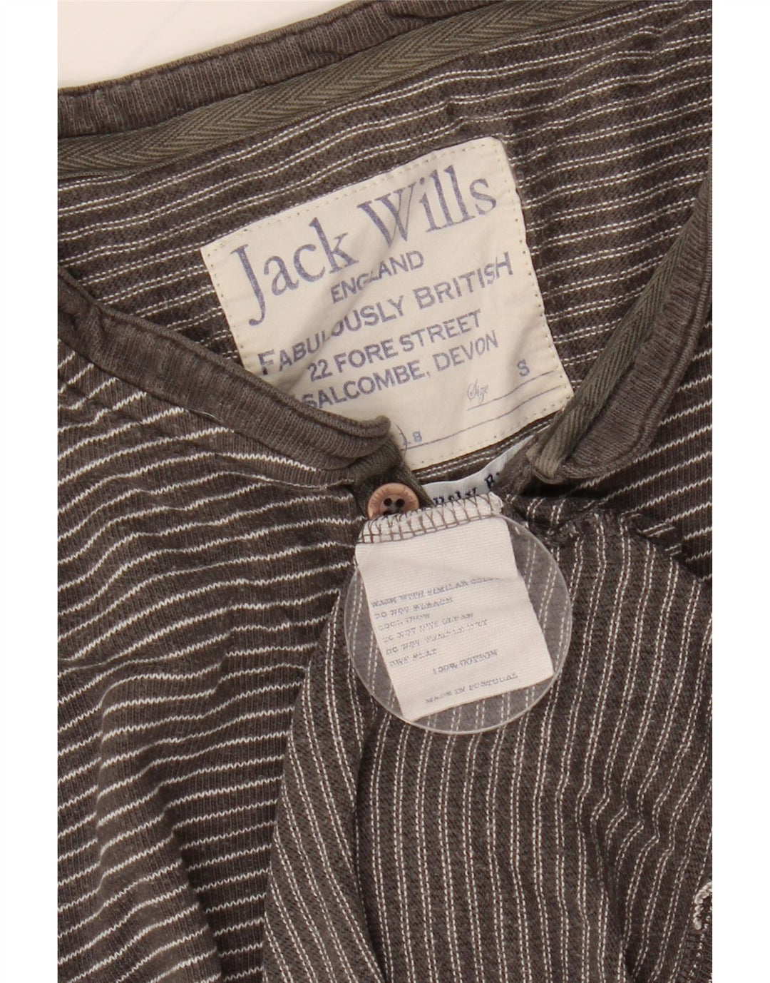 JACK WILLS Mens Top Long Sleeve Small Grey Pinstripe Cotton