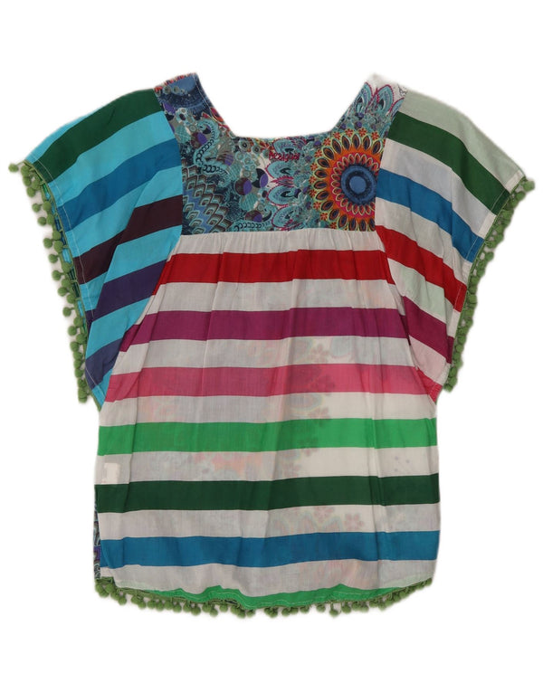 Desigual Girls Graphic Batwing Blouse Top 11-12 Years Multicoloured Striped