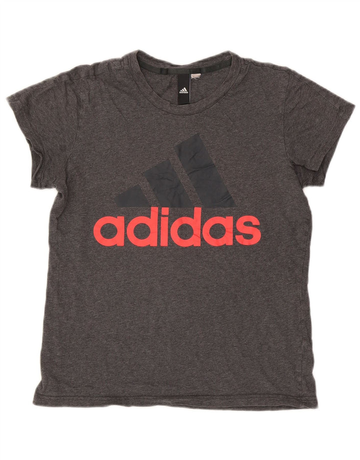 Adidas Womens Graphic T-Shirt Top UK 10 Small Grey