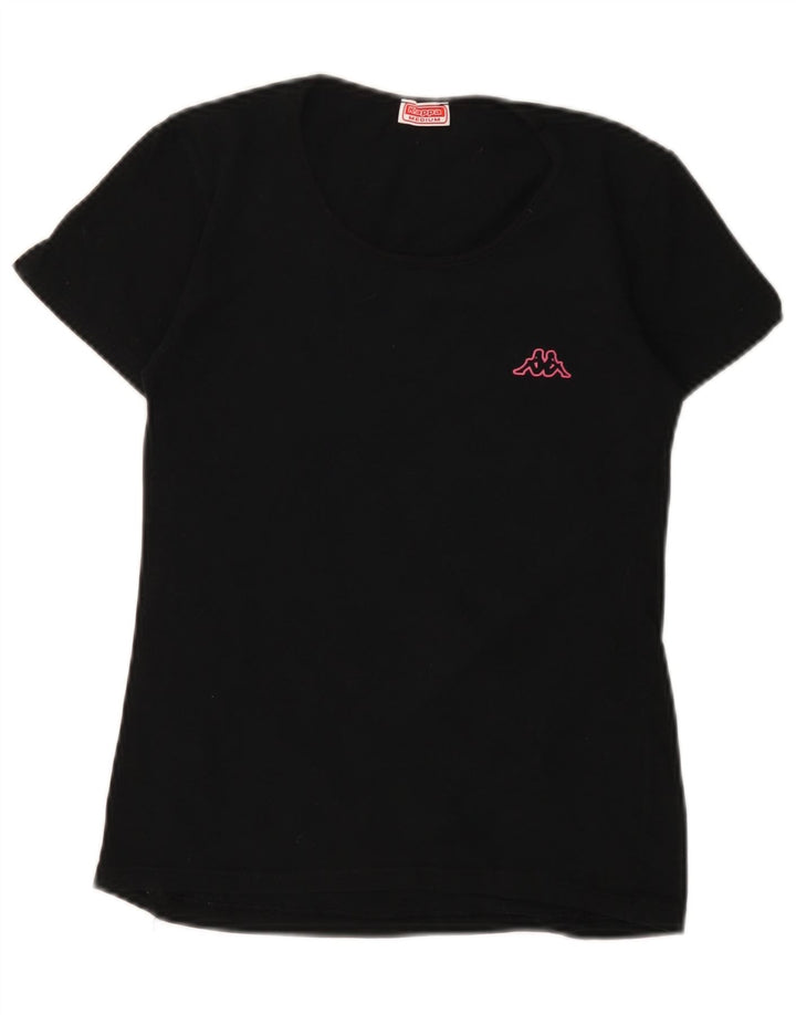 KAPPA Womens T-Shirt Top UK 12 Medium Black