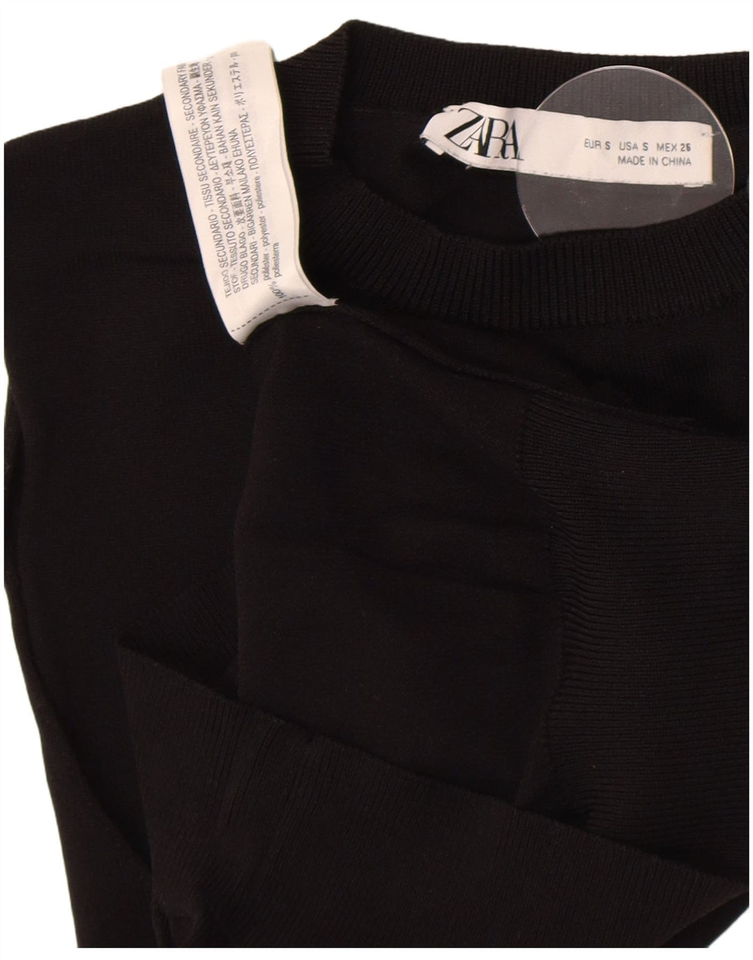 Zara Womens Crop Vest Tank Top UK 8 Small Black Polyester