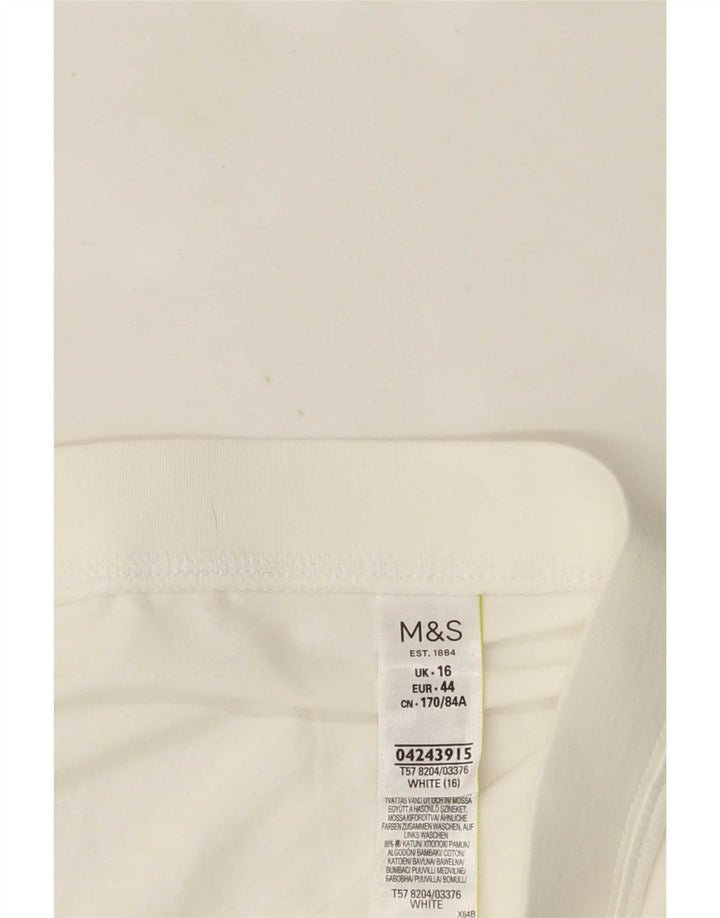 Marks & Spencer Womens Capri Leggings UK 16 Large  White Cotton